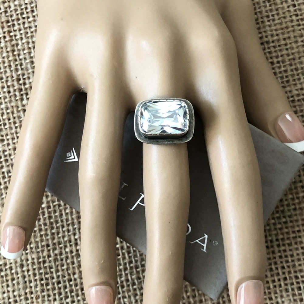 Silpada Matte Sterling Cz Statement Ring Size 6.75 - image 2